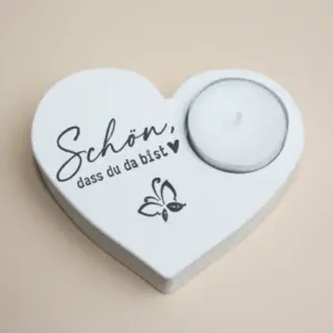 Herzteelichthalter »Schön, dass Du da bist«