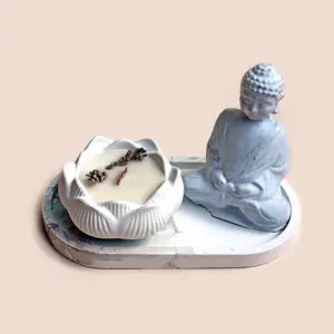 Entspannungskerzen-Set mit Buddha Figur